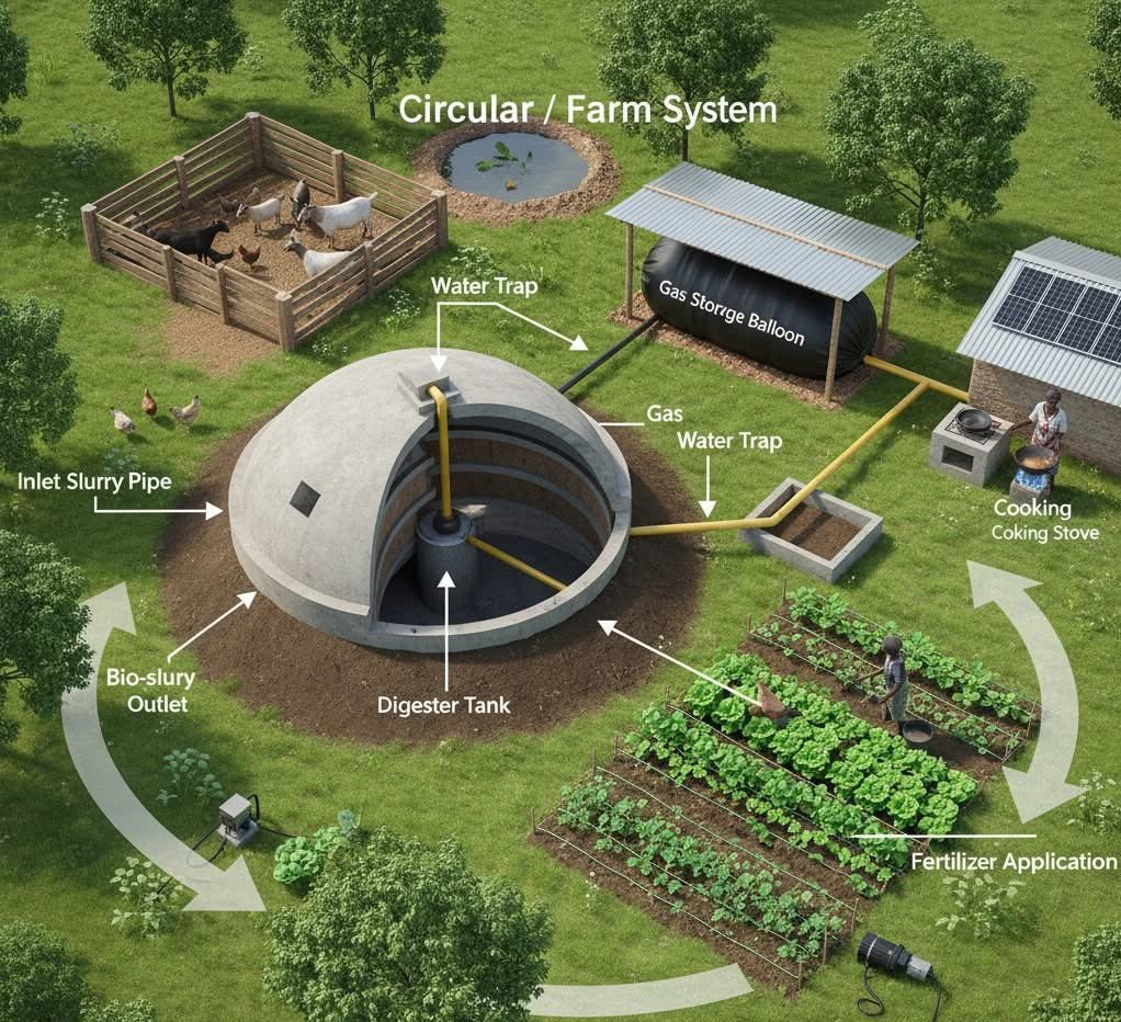 RabiaSheik54942's tweet image. A biogas #digester is an eco-friendly system that #converts organic #waste, like food scraps, manure, or #agricultural waste, into clean energy and natural #fertilizer. It&apos;s essentially a sealed tank where #microorganisms break down the waste without oxygen, producing #biogas.