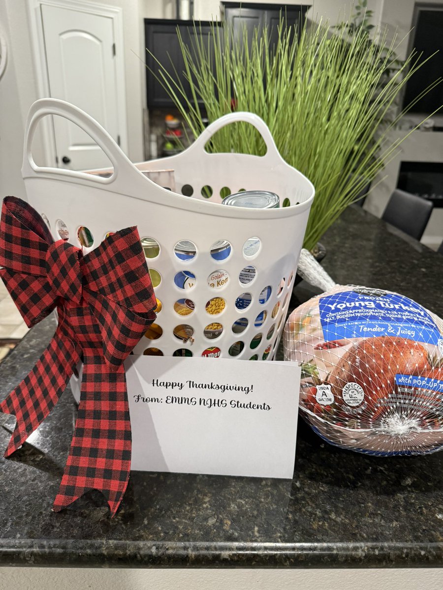 EMMS NJHS members put a Thanksgiving basket together for a family in need. Thank you to all who donated! #strikefirst