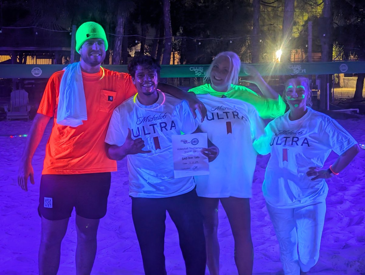 AWS_1O's tweet image. 2nd out of 20ish teams in a neon volleyball tournament. We reset grands and went 8 points into overtime. Our team was nasty