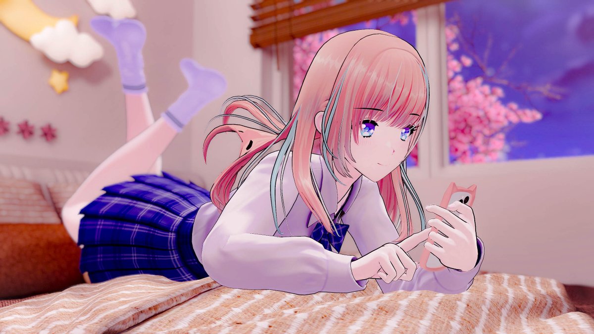 AirisVR's tweet image. こっちはすごく話題になったアバター「伊奈波か」と改変アバたーでのシチュエーション撮影です！📸
キャラクターのイメージを生かすシチュエーションで色々表現したので、どれも一枚絵に完結できる写真です！🐿️

#ツクルノモリフォトコン