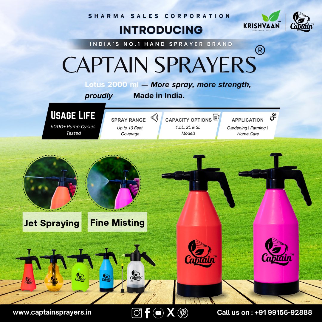 CaptainSprayers's tweet image. A 𝐩𝐫𝐨𝐝𝐮𝐜𝐭 that doesn’t sit on 𝐬𝐡𝐞𝐥𝐯𝐞𝐬 — it moves.

𝐖𝐡𝐨𝐥𝐞𝐬𝐚𝐥𝐞𝐫𝐬 choose 𝐂𝐚𝐩𝐭𝐚𝐢𝐧 𝐒𝐩𝐫𝐚𝐲𝐞𝐫𝐬 because customers trust it before they even test it.

साफ़-सुथरा डिज़ाइन, बेहतरीन परफ़ॉर्मेंस, और बिल्कुल बिना झंझट…