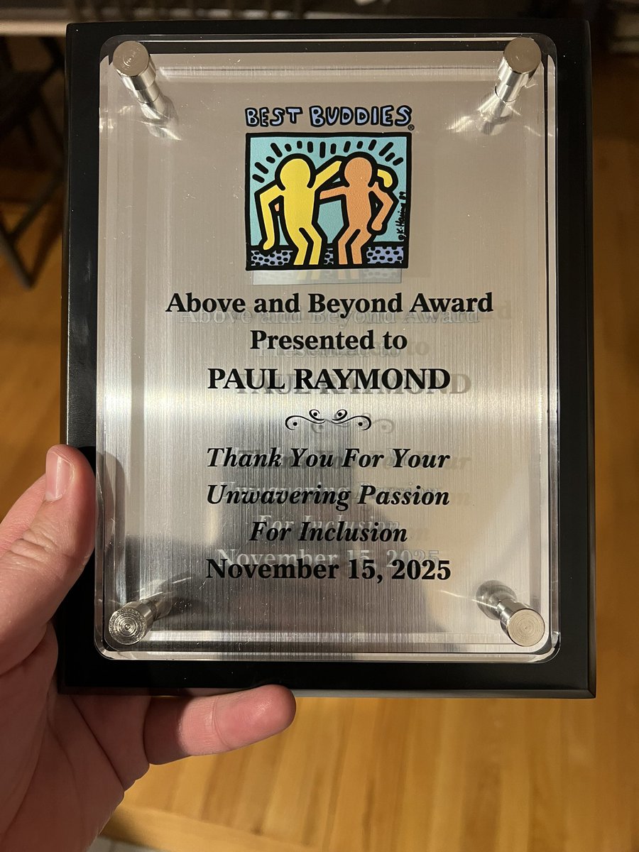PRaymondJr's tweet photo. #Honored to receive the Above and Beyond Award at the #BestBuddiesNH Gala. #Grateful for my buddy James, my family, the staff, and the Advisory Board. #InclusionMatters and this community proves it. #ThankYou https://t.co/N0bHj5SDQW