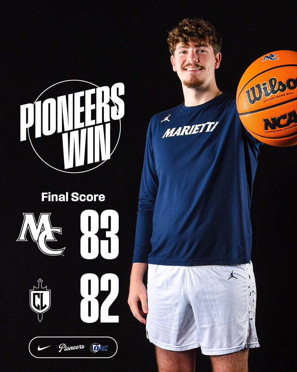 🚨🏀🚨🏀🚨🏀

<a href="/MC_Pioneerhoops/">Marietta College Basketball</a> downs California Lutheran to win the championship game of the 54th annual Shrine Tournament. The Pioneers improve to 4-0 overall. Elijah Harden was named MVP and Jake Singleton was All-Tourney.  #PioNation #d3hoops