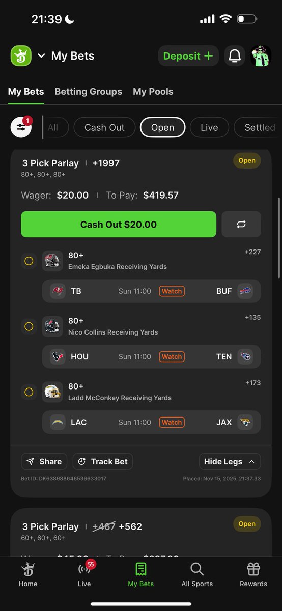 agentcnote's tweet image. Laddering for Sunday with Collins, McConkey and Egbuka. 40,60,80 and 90 yards. LFG! 💪 #CoryLive