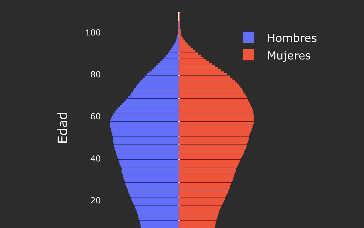 La pirámide poblacional en la marcha de hoy.