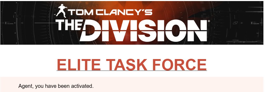 Well looky looky!👀
ETF Agent ACTIVATED! #TheDivision2 
<a href="/TheDivisionGame/">Tom Clancy's The Division</a> appreciate you and this opportunity!