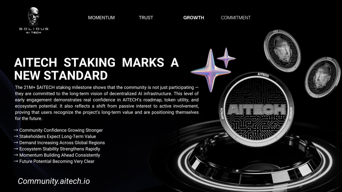 Ms_maranatha's tweet image. ★ A New Dawn for @AITECHio : The #Staking Milestone That Redefined Community Confidence ★

Every ecosystem has a moment that reveals who is truly building for the future. A moment that separates projects with temporary hype from those driven by real commitment.
For #AITECH,…