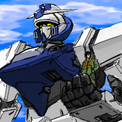 ra0aaa's tweet image. 昔描いたオリロボをリデザ　その16
・ガンダムフェイス
・面が広めの装甲でカッチリした印象
・主役機より下、量産機より上ぐらいの雰囲気
元絵は誰かのオリガンのファンアートだった記憶
大分昔だからわかんないっピ・・・