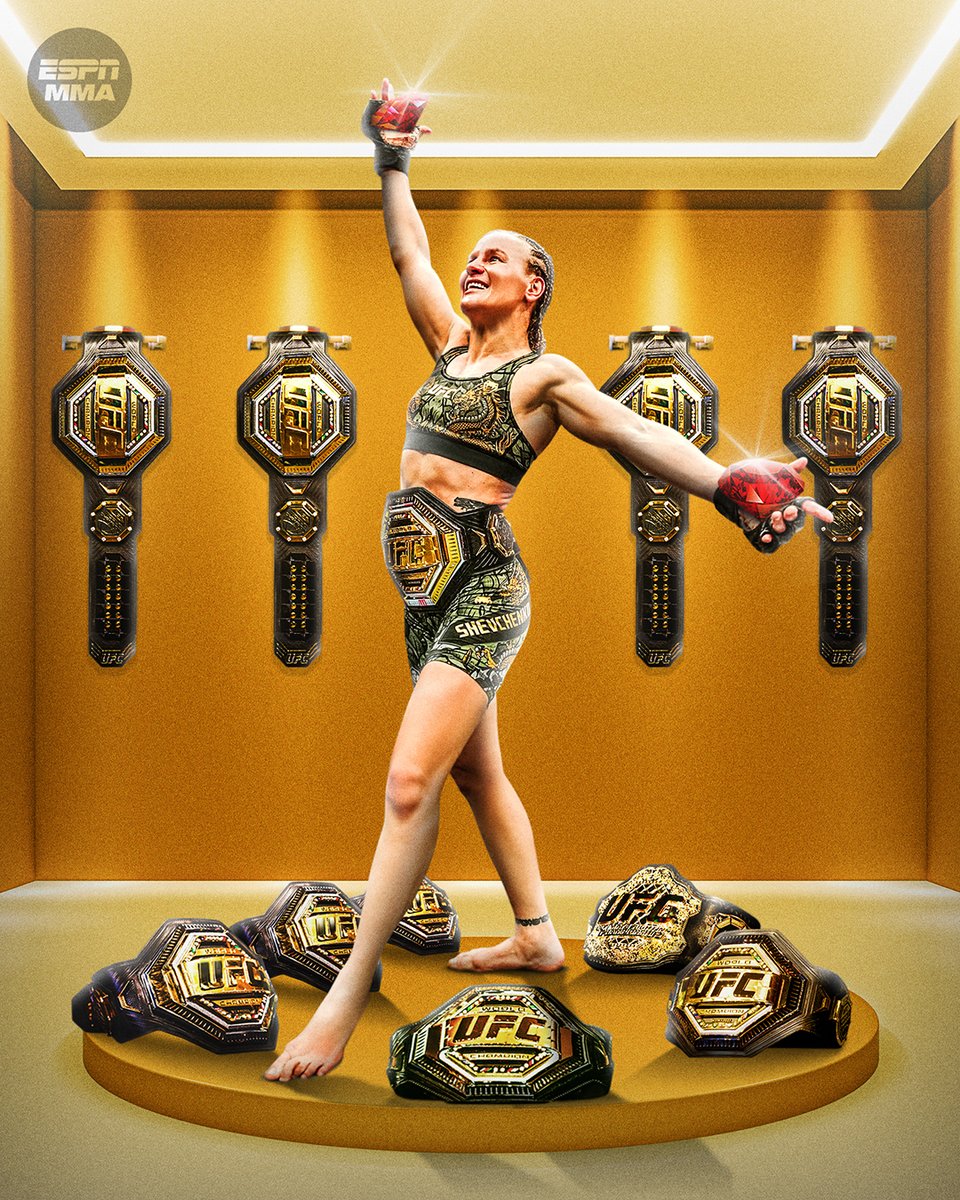 espnmma's tweet image. VALENTINA SHEVCHENKO WINS HER 11TH TITLE FIGHT, TIED FOR 4TH MOST IN UFC HISTORY 🏆 

ANOTHER RUBY FOR THE FLYWEIGHT CHAMPION 💎 #UFC322
