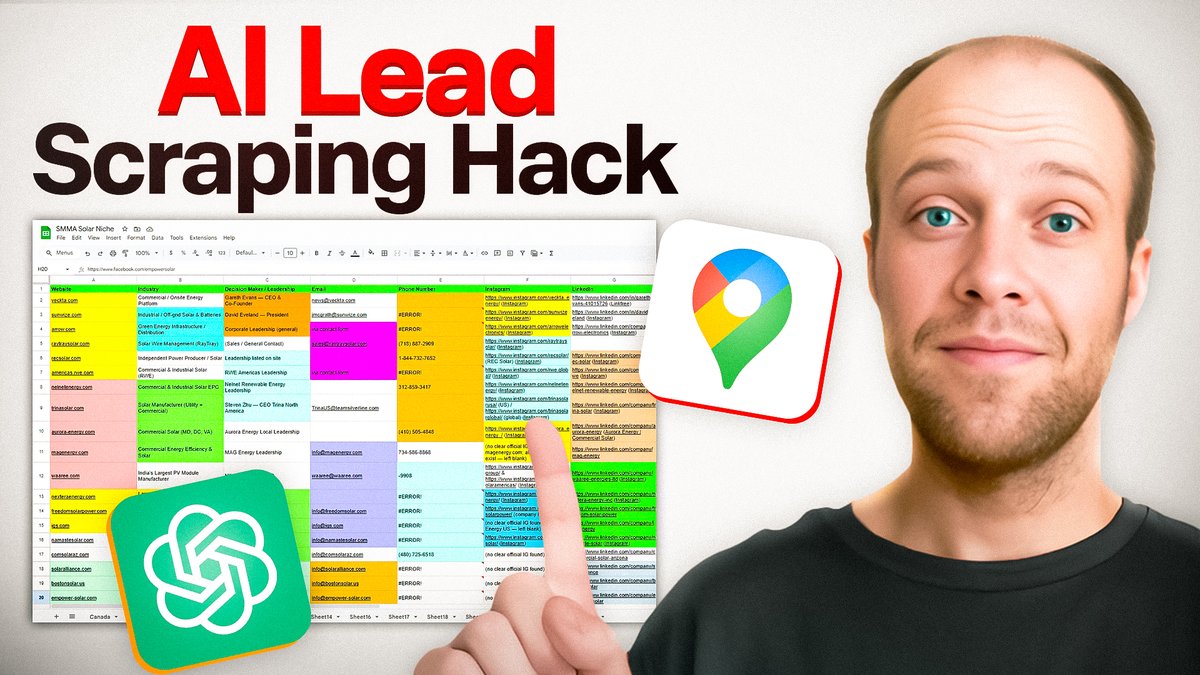 ryan_doser13's tweet image. How to Scrape Leads from Google Maps With AI (Free)

This tutorial shows how to scrape leads with AI from Google Maps. This process involves a free Chrome extension, ChatGPT, and @perplexity_ai.

Watch Here: youtu.be/ULdpWMSl7Js?si…