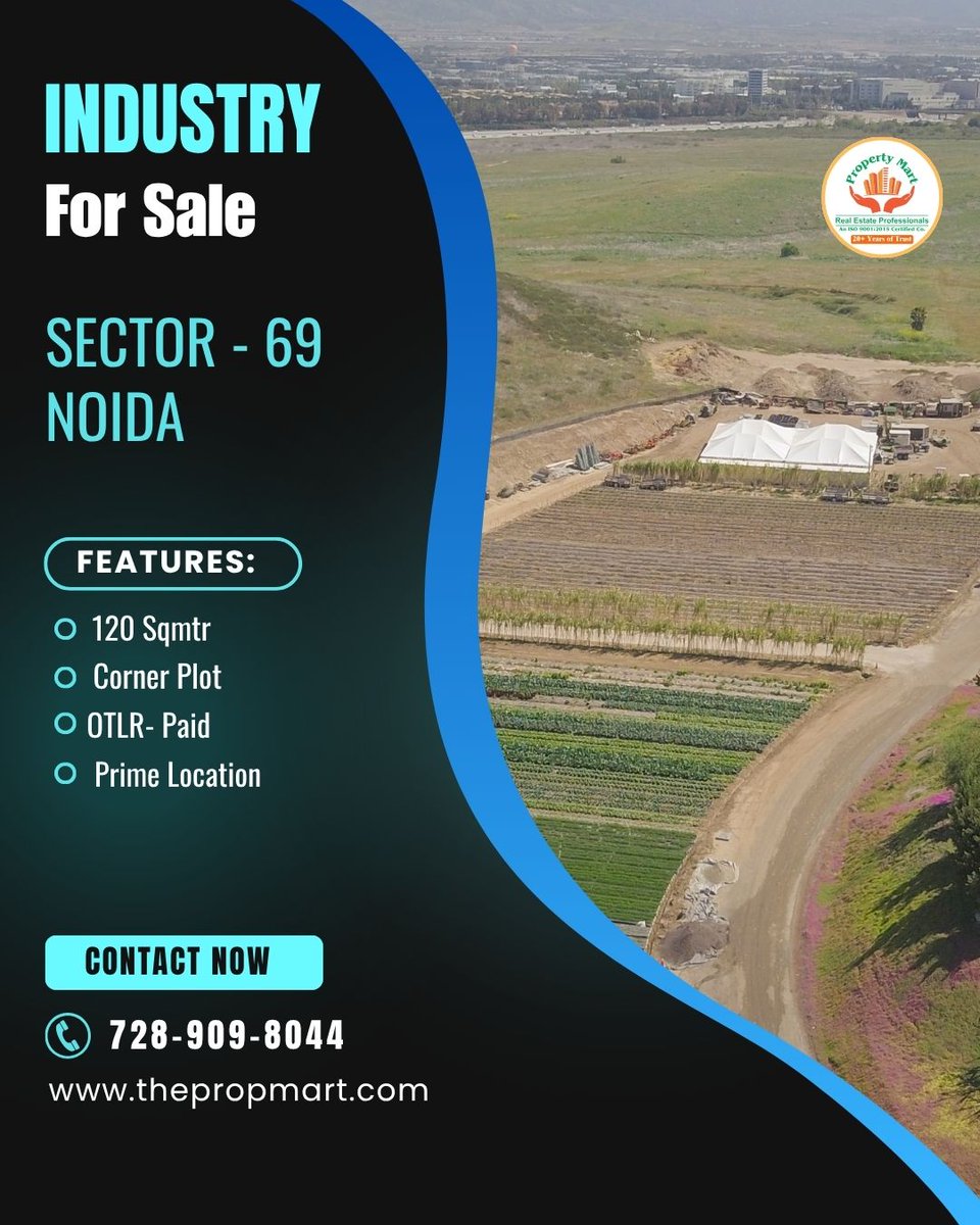 Property_Mart's tweet image. 📍 Industry Plot for Sale in Sector 69, Noida

🔹120 Sqmtr | Corner Plot | OTLR Paid

Premium industrial location with great connectivity &amp;amp; high investment potential.

📞 Call: 7289098044

#Noida #IndustrialPlot #Sector69 #PropertyMart #RealEstateInvestment
