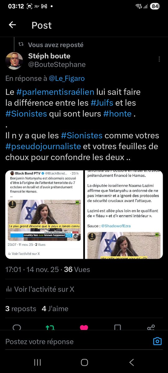 BouteStephane's tweet photo. @nous_vivrons @FranceskAlbs @CaronAymericoff D après le #parlementisraélien lui même, vous êtes des merdes en dessous du rat sûr l échelle de l #humanités..
Un troupeau de #FDP de #Sionistes #indignes de représenter les #juifs comme les #Français..
Portées plainte contre lui bandes de Bâtards. https://t.co/IEOnd8NVHS