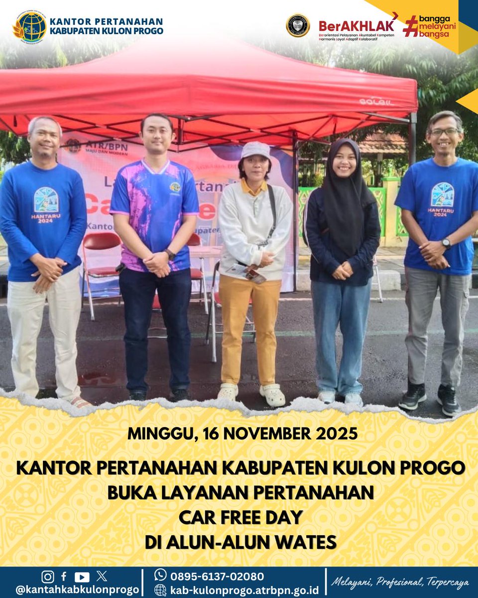 atr_bpnkprogo's tweet image. Hai #SobatATRBPNKulonProgo

Terima kasih untuk Sobat  yang sudah datang di stand Car Free Day (CFD) Kantor Pertanahan Kabupaten Kulon Progo. Kedatangan sobat memberi semangat bagi kami untuk terus meningkatkan pelayanan pada masyarakat.

#CFD2025
#CarFreeDay
#KantahKulonProgo
