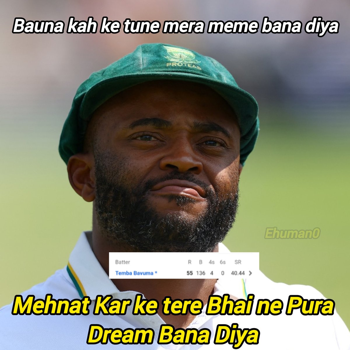 EHuman0's tweet photo. Half century for Temba Bavuma 🫡
#INDvsSA https://t.co/zwv5SHUfPG