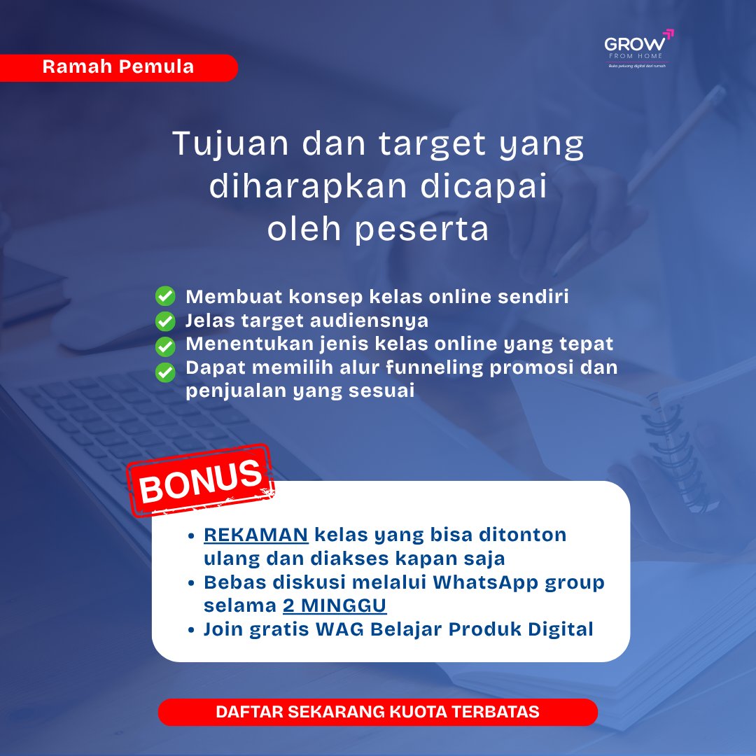 Hari terakhir early bird Rp49.000
Komen atau DM aja buat akses kelasnya yaa 🤗