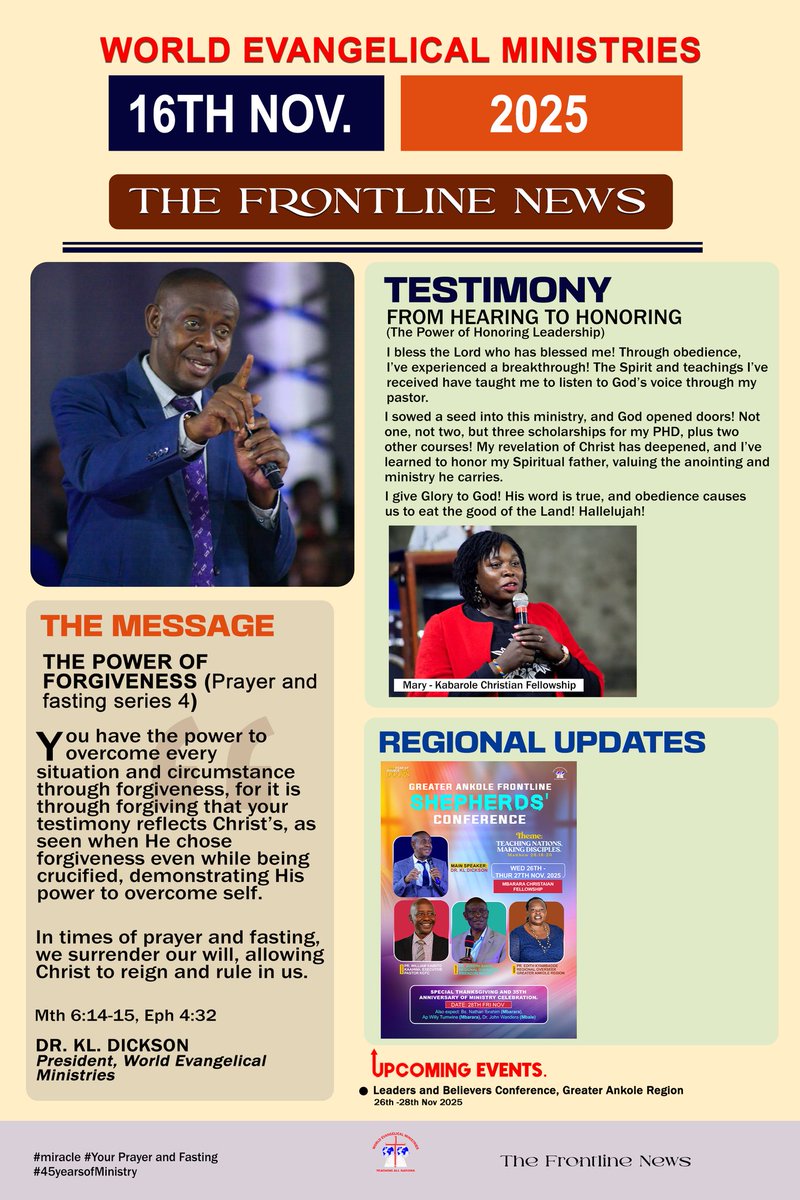 kl_dickson's tweet image. #TheFrontlineNews
#WorldEvangelicalMinistries