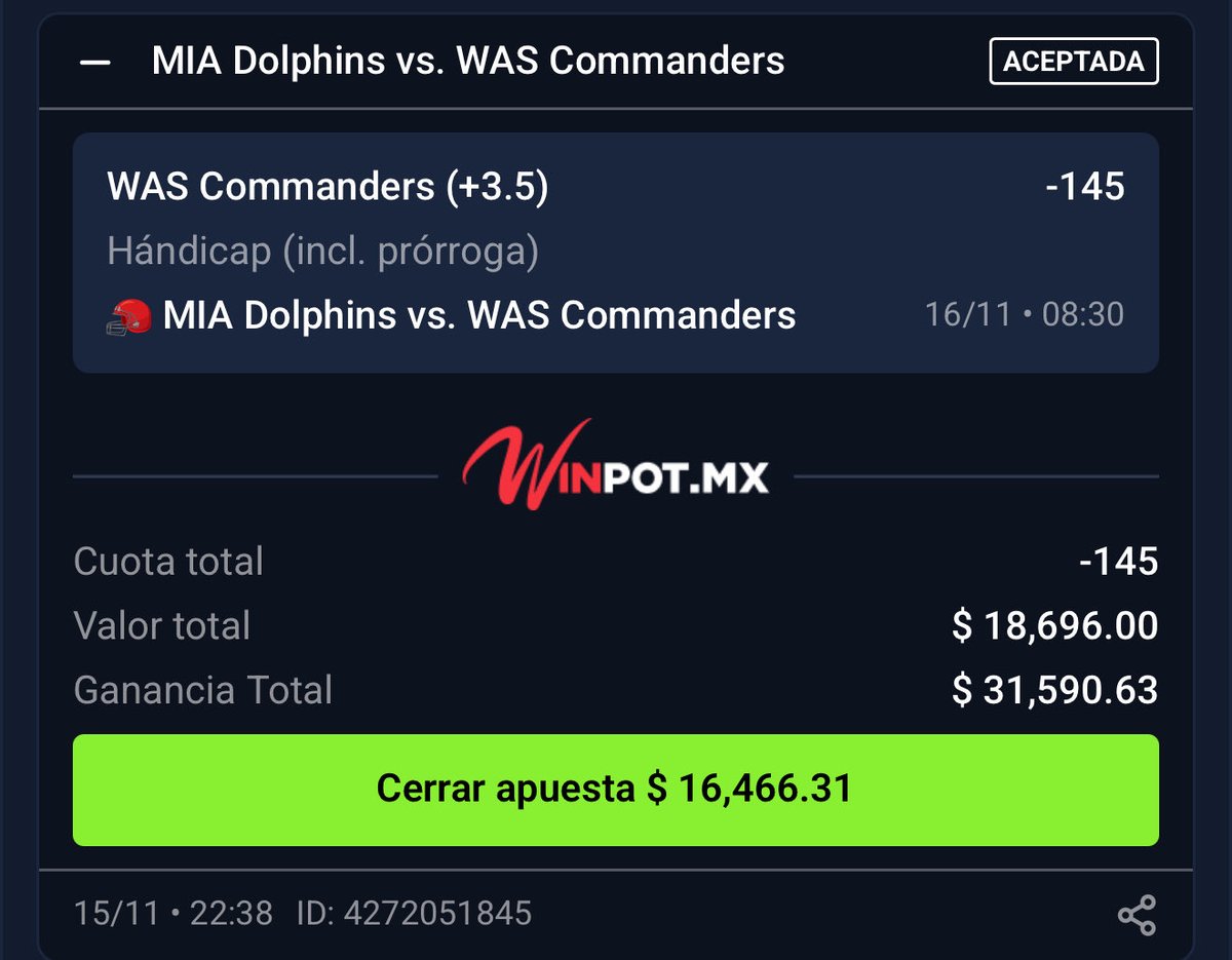 LES COMPARTO EL PASO 2 del RETO de 10,000 a 100,000 PESOS🪜👑🫵🏿

PAso 2🪜🪜
-Commanders +3.5

Deja tu Like y Comenta Pura Buena Vibra si vas a Ganar este RETO Conmigo por aquí 100% Gratis❤️👀