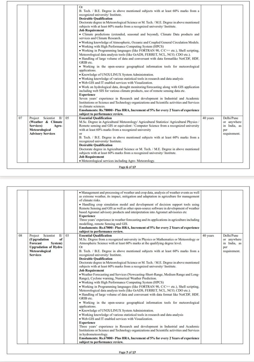 h_pongilath's tweet image. India Meteorological Dept: Recruitment of Project Staff
1.The #Online registration for the posts in #IMD will commence from 24th Nov 2025, &amp;amp; the application link will be shared in due course.
2. Advertisement for recruitment of #ProjectStaff is attached below  👇
