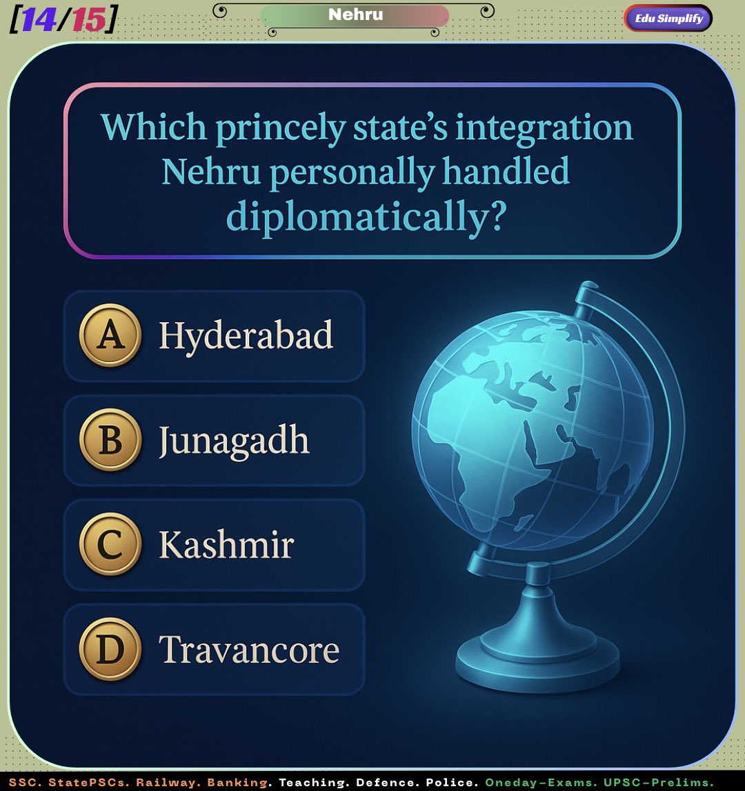 edusimplify's tweet image. 📚 Most Relevant on Jawaharlal Nehru for Competitive Exams 💡 #UPSC #UPSCPrelims2026 #UPSCPreparation #UPSCPYQ #SSC #WBCS #CurrentAffairs #EduSimplify (Aspirants, show us some support 💪)