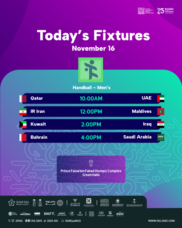 The second day of Men's Handball at #Riyadh2025 takes place today 🤾‍♂️

Check out how the standings look on our official website: vist.ly/4epbx 🔗