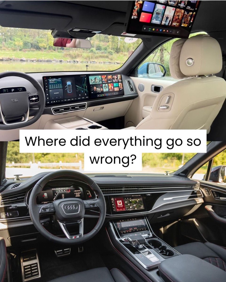 I always wanted an Audi.
But now, my first brand-new car will be Chinese.

Why?

Because Chinese OEMs just build better cars now. 🤯

Hear me out:

German premium cars? They feel…boring.

Their infotainment systems already feel outdated when they hit the market:
no wonder,