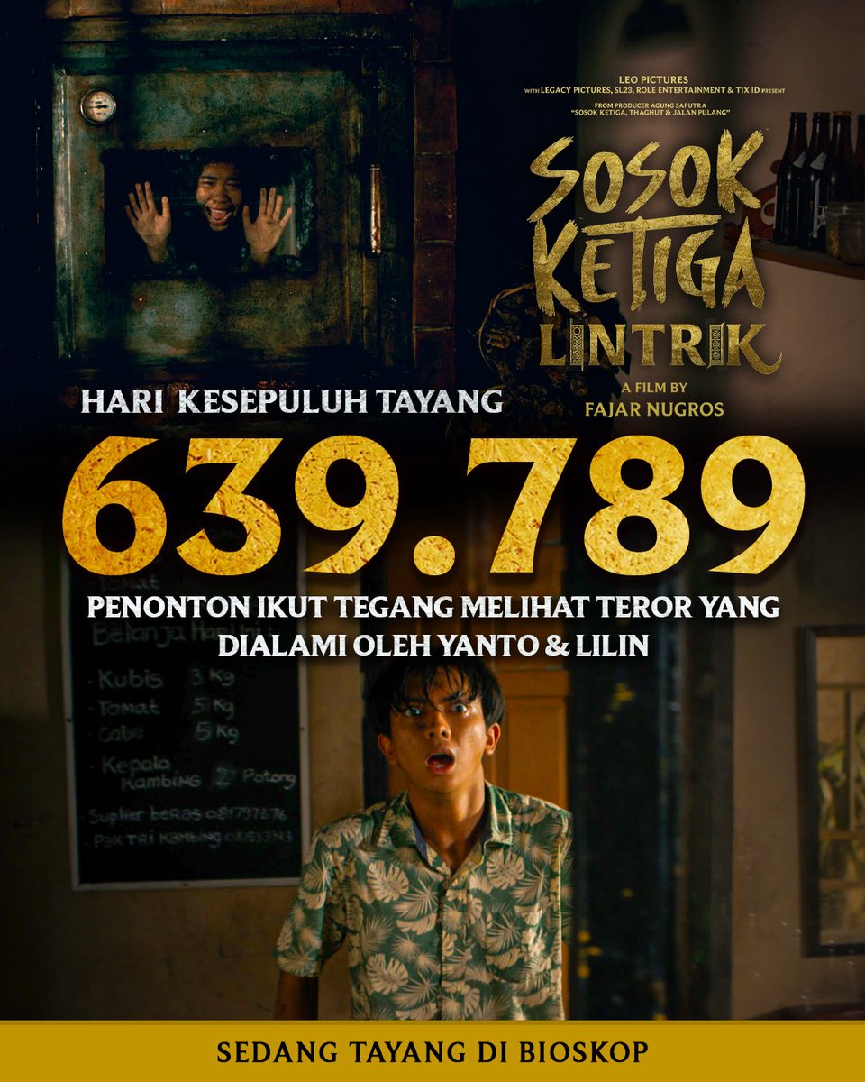 639.789 penonton sudah ikut tegang saat melihat teror yang dialami Yanto dan Lilin di warung Mbak Andin 😱😱

Cari tahu siapa yang meneror mereka berdua sekarang! Film Sosok Ketiga Lintrik sedang tayang di bioskop. 

#FilmSosokKetigaLintrik #SosokKetigaLintrik #LeoPictures