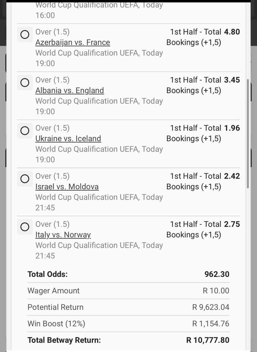 🟨fist half bookings🟥

BW21B12A30 new.betway.co.za/book-a-bet-res…
Kick off:16:00

🚨Retweet for others🚨

Let’s go hustle🦺