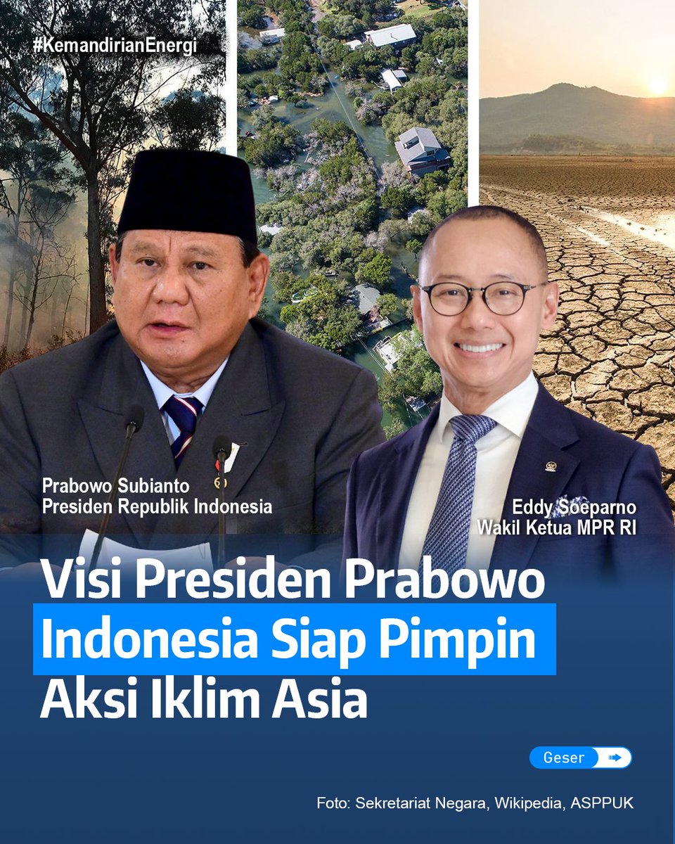 33officialdotid's tweet photo. Pernyataan tegas datang dari Wakil Ketua MPR RI, Eddy Soeparno, yang menyampaikan kesiapan Indonesia untuk mengambil peran sentral sebagai pemimpin aksi iklim di kawasan Asia.
#VisiPrabowo #AksiIklim #ClimateLeader #TransisiEnergi #NetZeroEmission #EnergiBersih #EddySoeparno https://t.co/2WXb0AXvdk