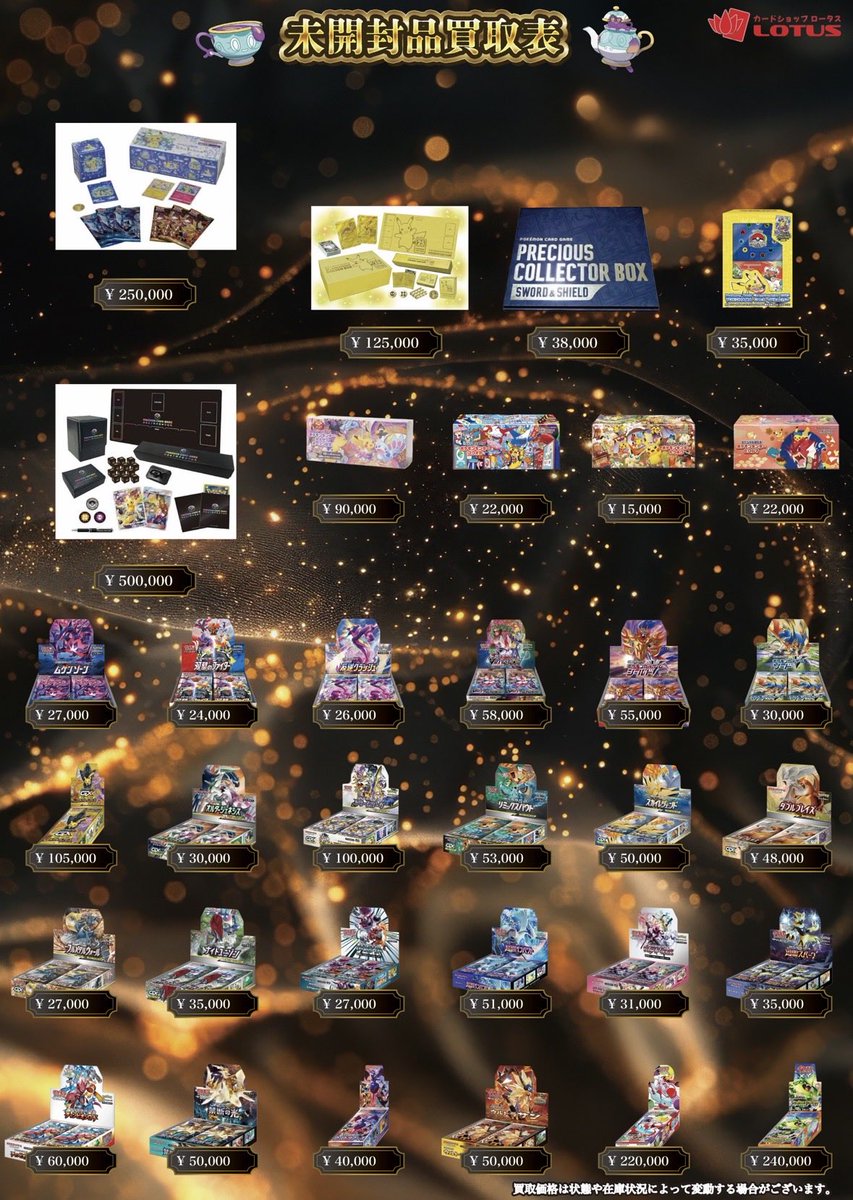 BOXの買取表になります！