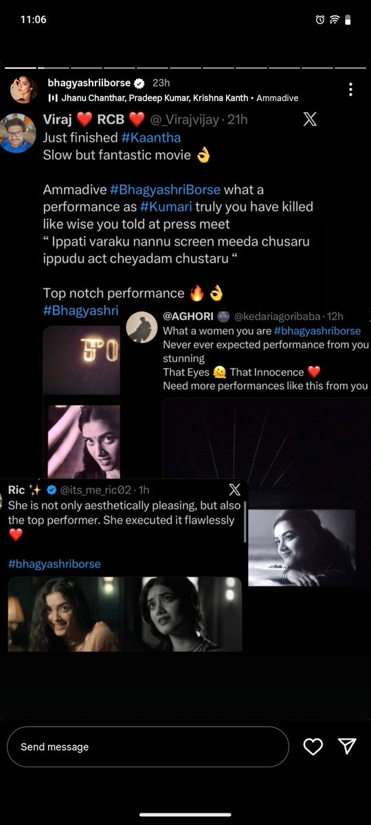 _Virajvijay's tweet image. That&apos;s my review in #BhagyashriBorse 
#Kaantha 🤩❤️

Loved the movie 😊😊