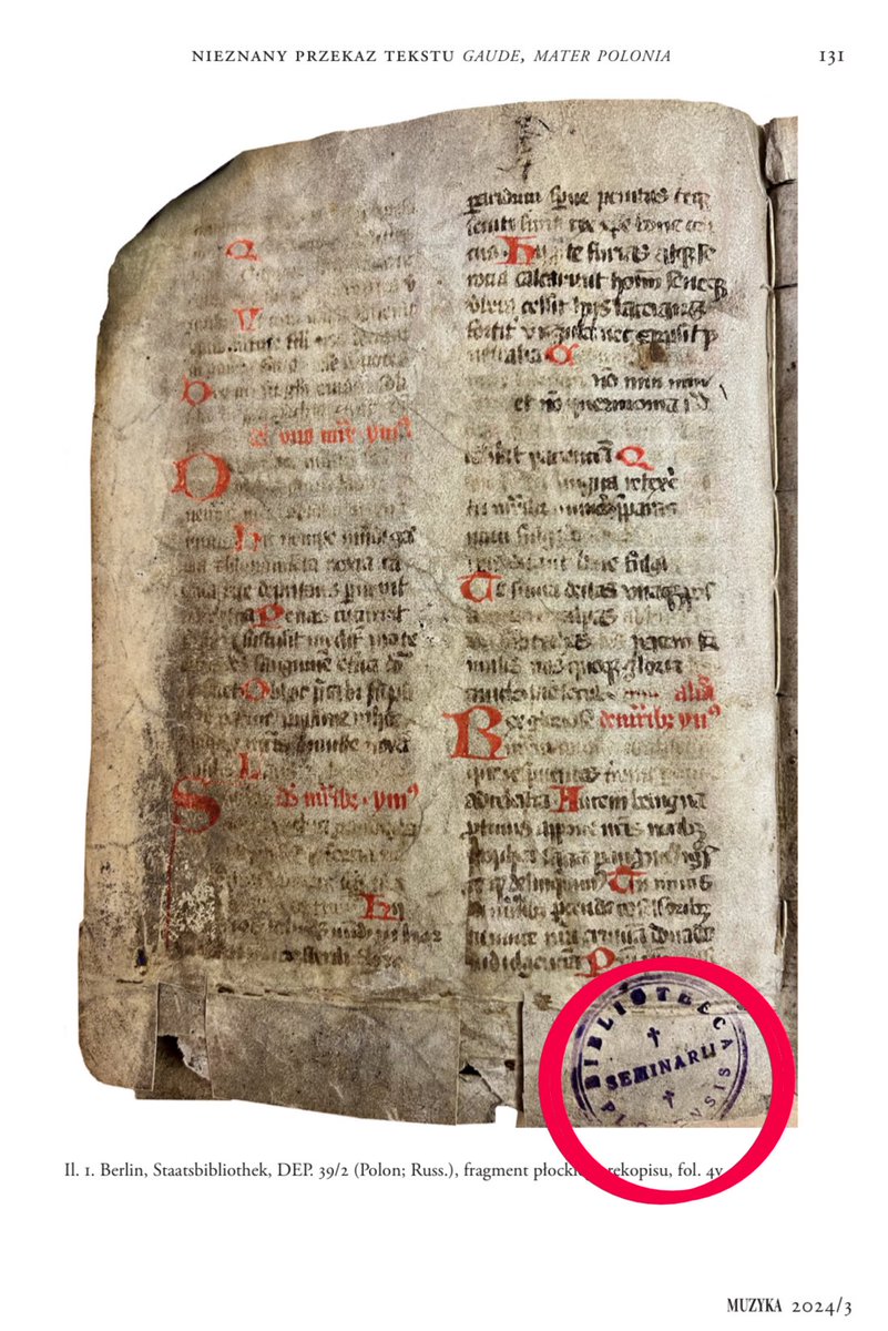 Na zdjęciu fragment rękopisu „Gaude, Mater Polonia” z pieczęcią Biblioteki Seminaryjnej w Płocku, który niemieccy złodzieje z tej biblioteki ukradli – a dziś trzymają w Berlinie i nie chcą oddać.

Panie <a href="/Amb_Berger/">Miguel Berger</a> – myli się pan. Sprawa waszych zbrodni BĘDZIE kształtowała