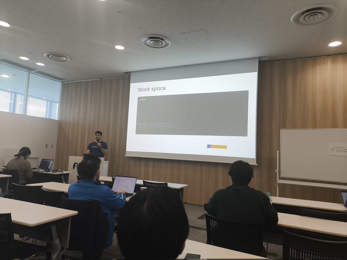 At @JsConf <a href="/satanacchio/">Marco Ippolito</a> is telling us about built-in TypeScript support in Node.

Node's type-stripping is performed by SWC and was inspired by ts-blank-space

bloomberg.github.io/ts-blank-space/