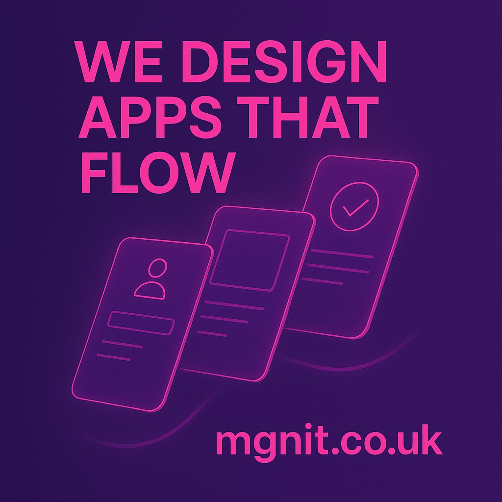 MGNITLtd's tweet image. “App UI Flow Magic” highlights the power of smooth, intuitive user experiences. The floating mobile screens represent seamless transitions that guide users effortlessly from one step to the next.  mgnit.co.uk.

#AppUIDesign
#UXFlow
#AppDesignMagic
#MobileInterface