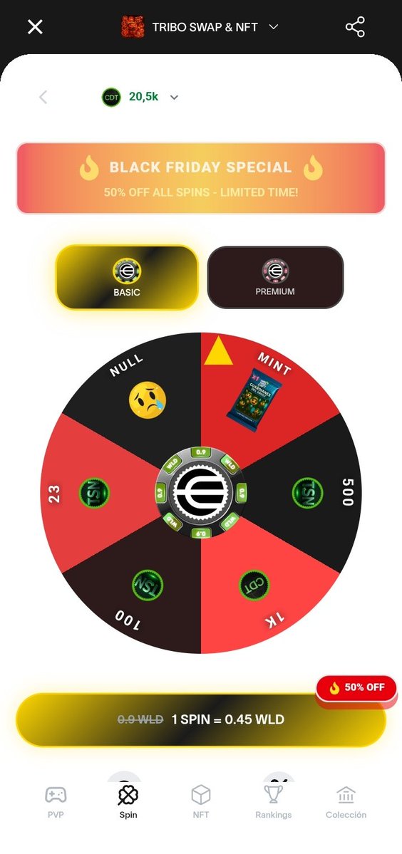 TriboCDT's tweet image. 🤯💥BLACK FRIDAY SHOCKER: 50% OFF NFT SPINS! 🚨🤩

📌We just slashed the cost of every NFT Spin by 50% in the Tribo Swap &amp;amp; NFT miniapp.Get exclusive drops and rare assets for a fraction of the price.🔥🧾

Spin the wheel, steal the NFT! 🎰 🎁 

#TriboSwap #NFT #BlackFriday #Sale