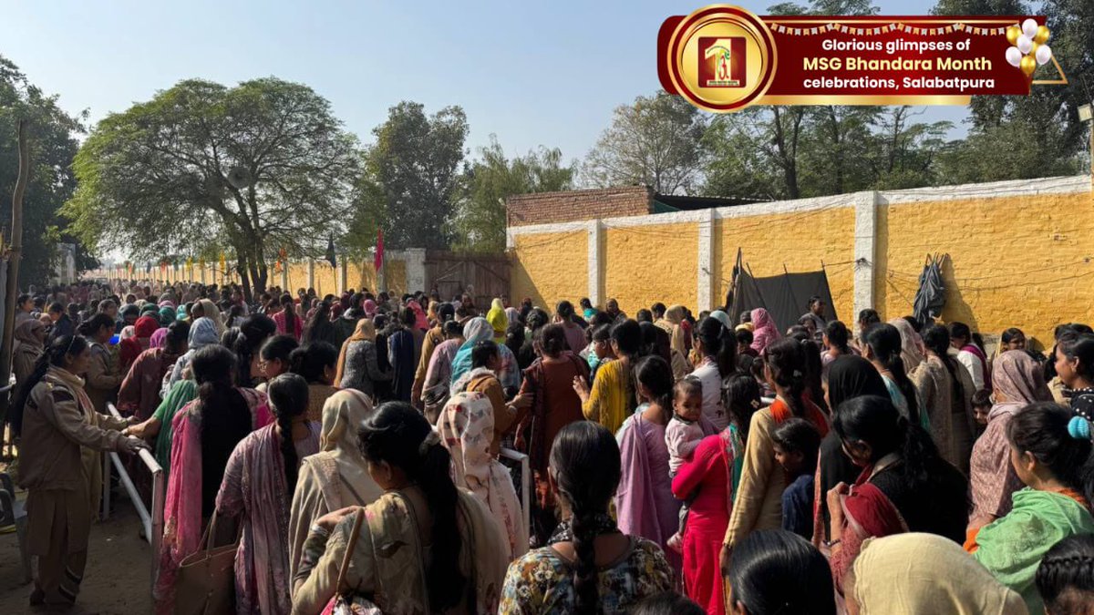 DSSNewsUpdates's tweet photo. A sneak peek behind the scenes, just moments before the grand cosmic event of the MSG Bhandara Month celebrations at #Salabatpura.
Men, women, the elderly, and the young — all join hands to arrange and manage every aspect of the ceremony, ensuring comfort for every devotee.

These are not just glimpses; they are moments forever etched in cosmic history — filled with devotion, faith, hard work, and serenity.

#MSGBhandara #SaiMastanaJi #RamRahim #DeraSachaSauda