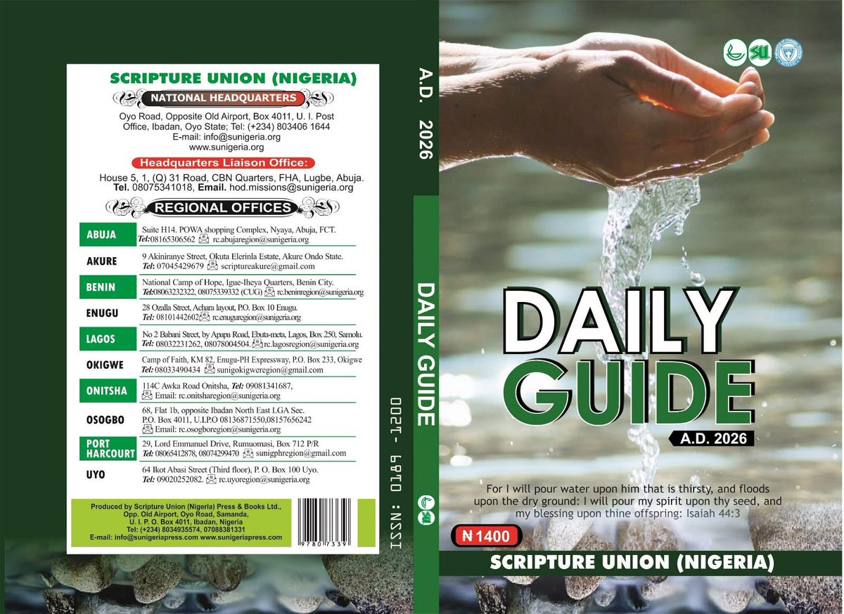 sunigeria's tweet photo. 𝑇ℎ𝑒 𝐴𝐷 2026 𝐵𝑖𝑏𝑙𝑒 𝑑𝑒𝑣𝑜𝑡𝑖𝑜𝑛𝑎𝑙𝑠 𝑓𝑟𝑜𝑚 𝑆𝑐𝑟𝑖𝑝𝑡𝑢𝑟𝑒 𝑈𝑛𝑖𝑜𝑛 𝑁𝑖𝑔𝑒𝑟𝑖𝑎 ℎ𝑎𝑣𝑒 𝑏𝑒𝑒𝑛 𝑟𝑒𝑙𝑒𝑎𝑠𝑒𝑑! 𝑅𝑒𝑚𝑒𝑚𝑏𝑒𝑟, 𝑐𝑜𝑝𝑖𝑒𝑠 𝑎𝑟𝑒 𝑎𝑣𝑎𝑖𝑙𝑎𝑏𝑙𝑒 𝑎𝑡 𝑎𝑙𝑙 𝑜𝑢𝑟 𝑜𝑓𝑓𝑖𝑐𝑒𝑠 𝑛𝑎𝑡𝑖𝑜𝑛𝑤𝑖𝑑𝑒. #Bible https://t.co/uVV2d8rmbY