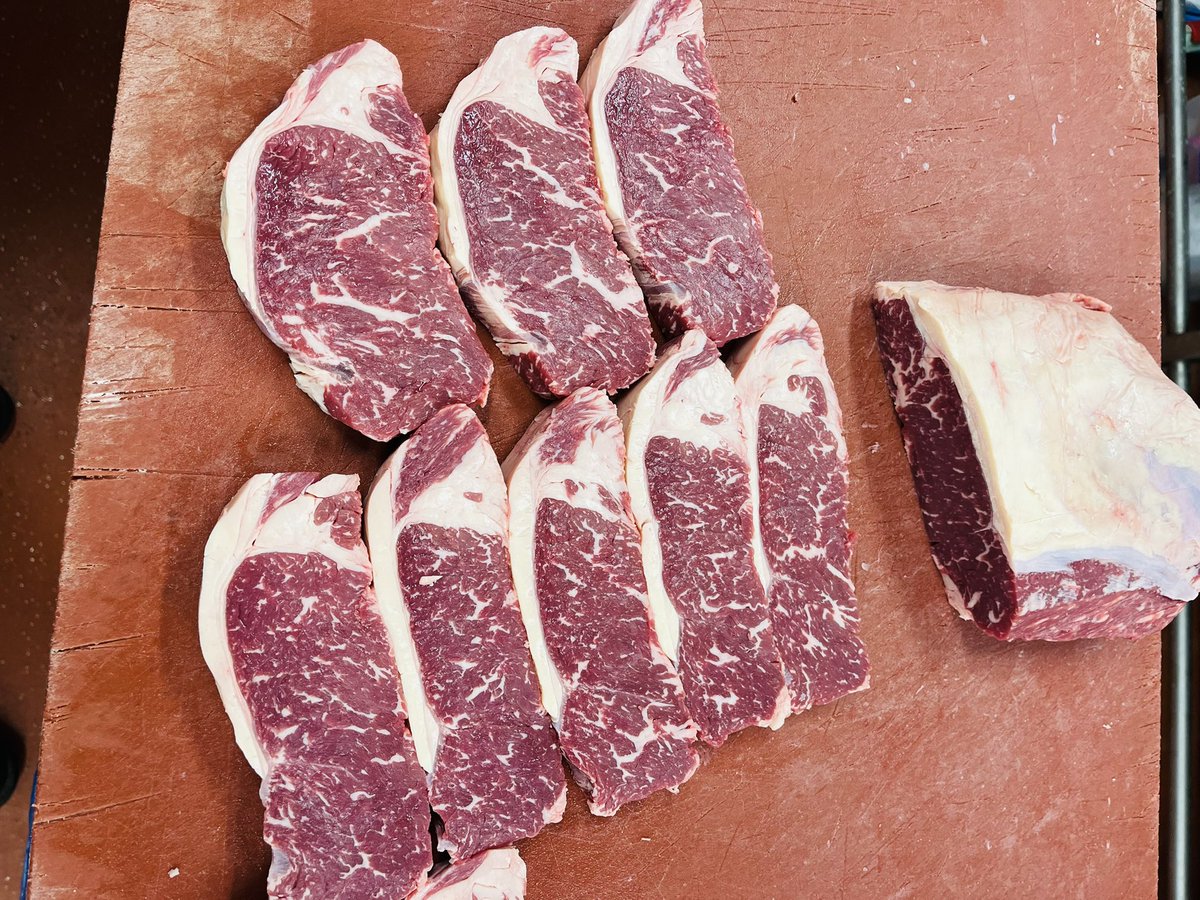 Good morning steak lovers… we’re up and at em at the frosty farm butchery, cutting some lovely sirloin &amp; rib eye steaks for our restaurant / hotel / pub clients. A few orders going to Manchester today. 🥩🔪🇬🇧