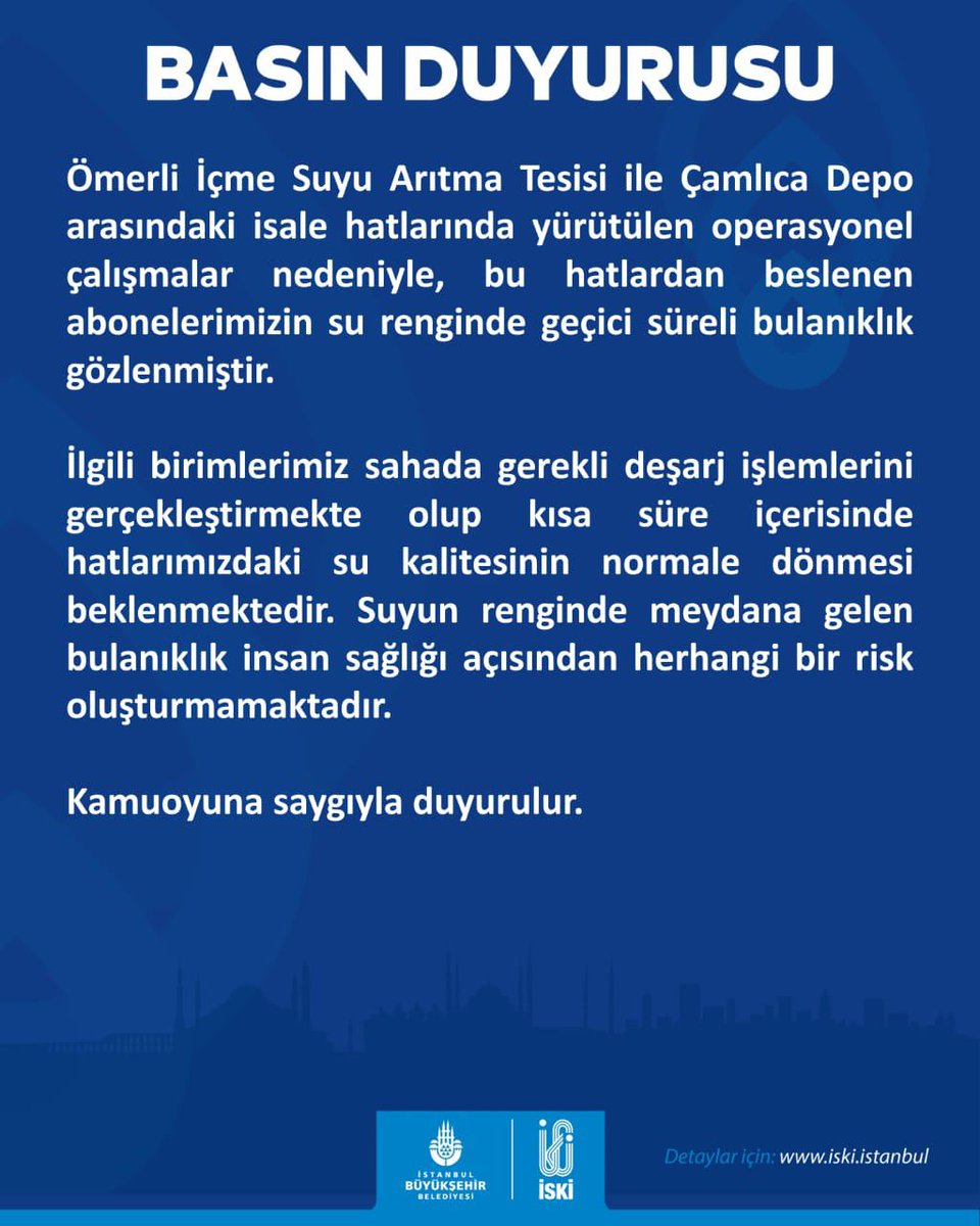 Saygıdeğer İstanbullulara önemle duyurulur. 📢