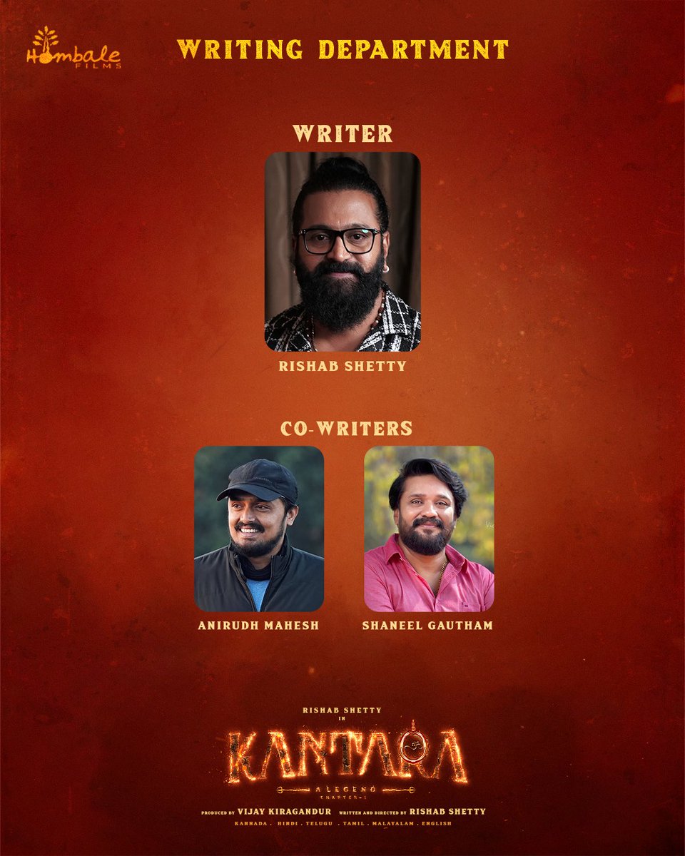 hombalefilms's tweet image. The Force Behind #Kantara ❤️‍🔥

Thank you to our Writing Department for penning the story and soul of #KantaraChapter1.