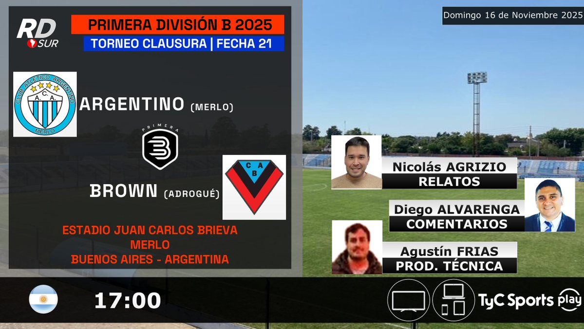 elpollo_ac29's tweet image. #PrimeraB Clausura 2025 🇦🇷
#ArgentinoDeMerlo vs #BrownAdrogué
🎙️ Relatos: @nicoagrizio
🎙️ Comentarios: @alvarengadiego
 🎥 Producción Técnica: @Nitsuga22695
💻📱 @TyCSportsPlay 🇦🇷
#️⃣ #PrimeraBEnTyCSports