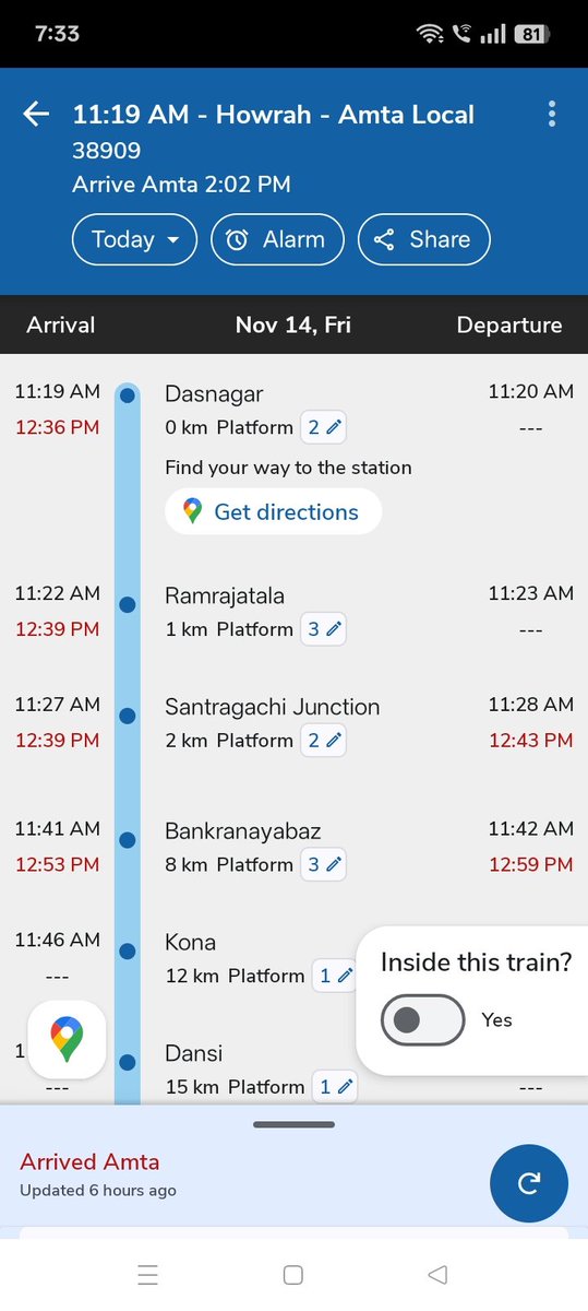 Saptars19882948's tweet photo. @drmhowrah @serailwaykol Howrah Amta locals run in a 1 hour gap. But this train departs from the origin station at least 45 minutes late everyday! The entire journey time is 1.5 hours and it takes 1 hour additional time to reach! Is this a joke! It is happening from last 1 year! https://t.co/ZhHUOoV56n