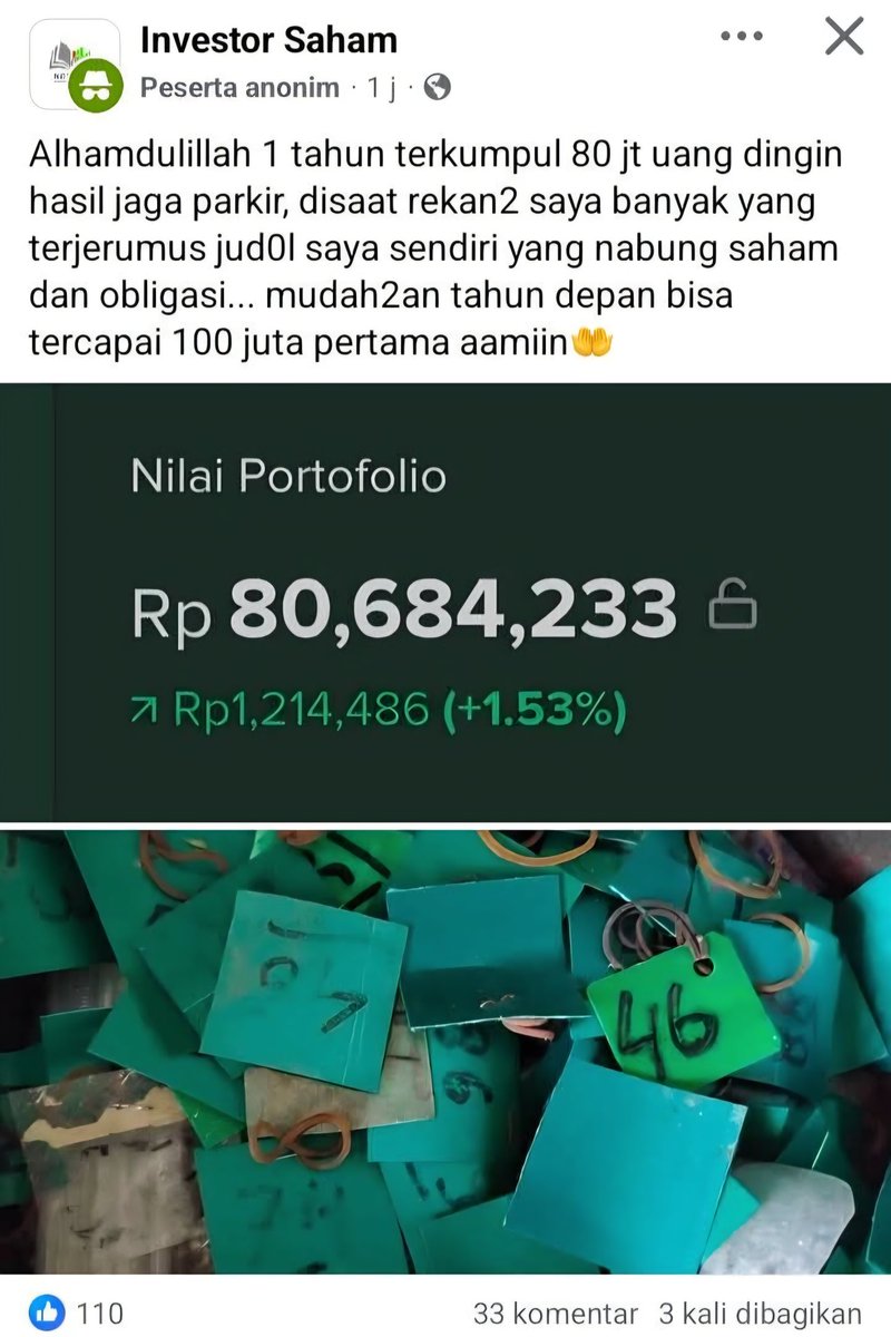 kalian main airdrop jarang cair.
ini orang hasil markir buat beli saham 🫣