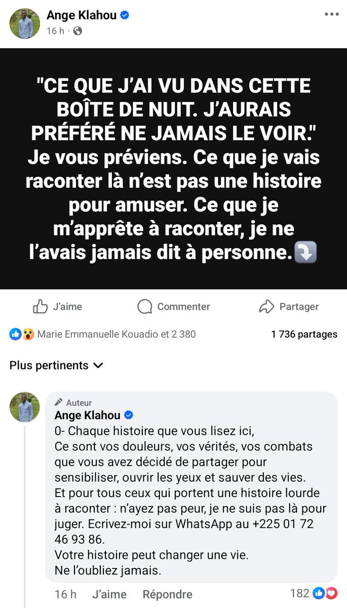 "CE QUE J’AI VU DANS CETTE BOÎTE DE NUIT. J’AURAIS PRÉFÉRÉ NE JAMAIS LE VOIR." Je vous préviens. Ce que je vais raconter là n’est pas une histoire pour amuser. Ce que je m’apprête à raconter, je ne l’avais jamais dit à personne.⤵️