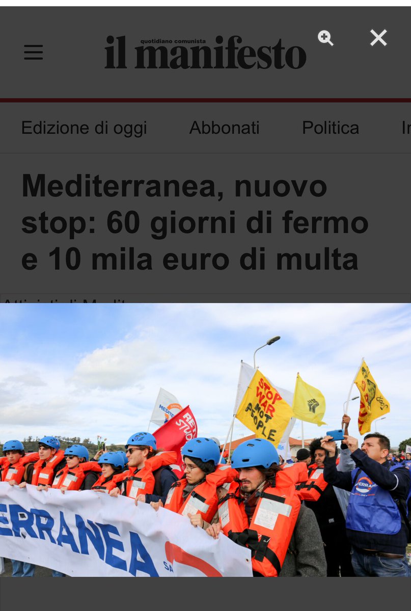 🗞️ «Non obbediremo a ordini illegittimi»

#Mediterranea annuncia ricorso promettendo di continuare le missioni di ricerca e soccorso in mare, dove nel 2025 oltre 1.500 persone hanno perso la vita.

Leggi l’articolo di <a href="/albertinasanch6/">albertinasanchioni</a> da <a href="/ilmanifesto/">il manifesto</a> 👇🏾

ilmanifesto.it/mediterranea-n…