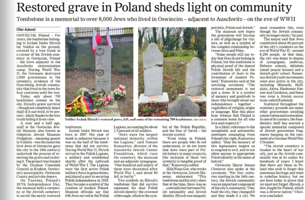 Over 8,000 Jews lived in Oświęcim the town of Auschwitz before WWII. 
The Auschwitz Jewish Center has restored one of their tombstones, honoring a vibrant community nearly wiped out.
In a moment of rising antisemitism this restoration is not just memory — it’s resistance.