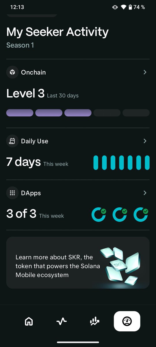 Another week on my seeker phone done <a href="/solanamobile/">Seeker | Solana Mobile</a> ✅

My routine:

🚶‍♂️Daily <a href="/moonwalkfitness/">Moonwalk Fitness 🌓👟</a> games

🎁<a href="/lootgo_official/">LootGO (mainnet arc) 🎟️</a> treasure hunt

💰Small gambles on <a href="/degencoinflip/">Degen Coin Flip</a>

⛏️ <a href="/OREsupply/">ORE</a> mining

🌾Building my farm <a href="/TheOnlyFarms/">OnlyFarms</a>

⭐Leaving app reviews

🧪Testing apps!

Show yours👇🏻