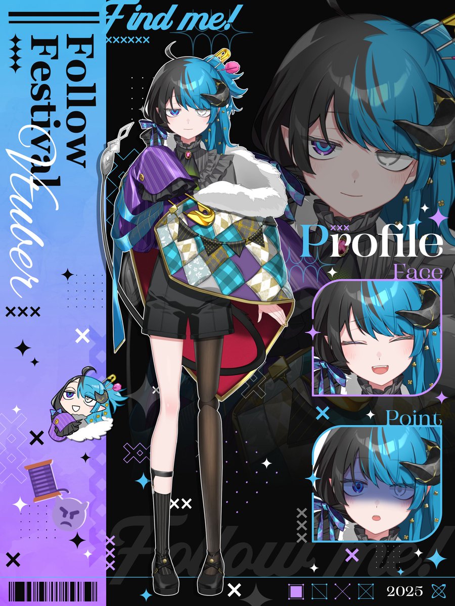 FlanNell6v6's tweet photo. 初めまして～～～‼️⌖.꙳ #Vtuber準備中 の
キュートな悪魔で男の娘♂ 布藍-ﾌﾗﾝ- ネルだよ！

💙手芸で推し活するヲタゲーマー❣️
🖤年内に歌みた投稿予定❣️
💜友達大大大募集❣️

気になったら[フォロー]ぽちっとよろしく！
反応💬🔁💖巡回！フォロ爆するから覚悟しろ～！
#11月のVTuberフォロー祭り https://t.co/luWDLYP6qs