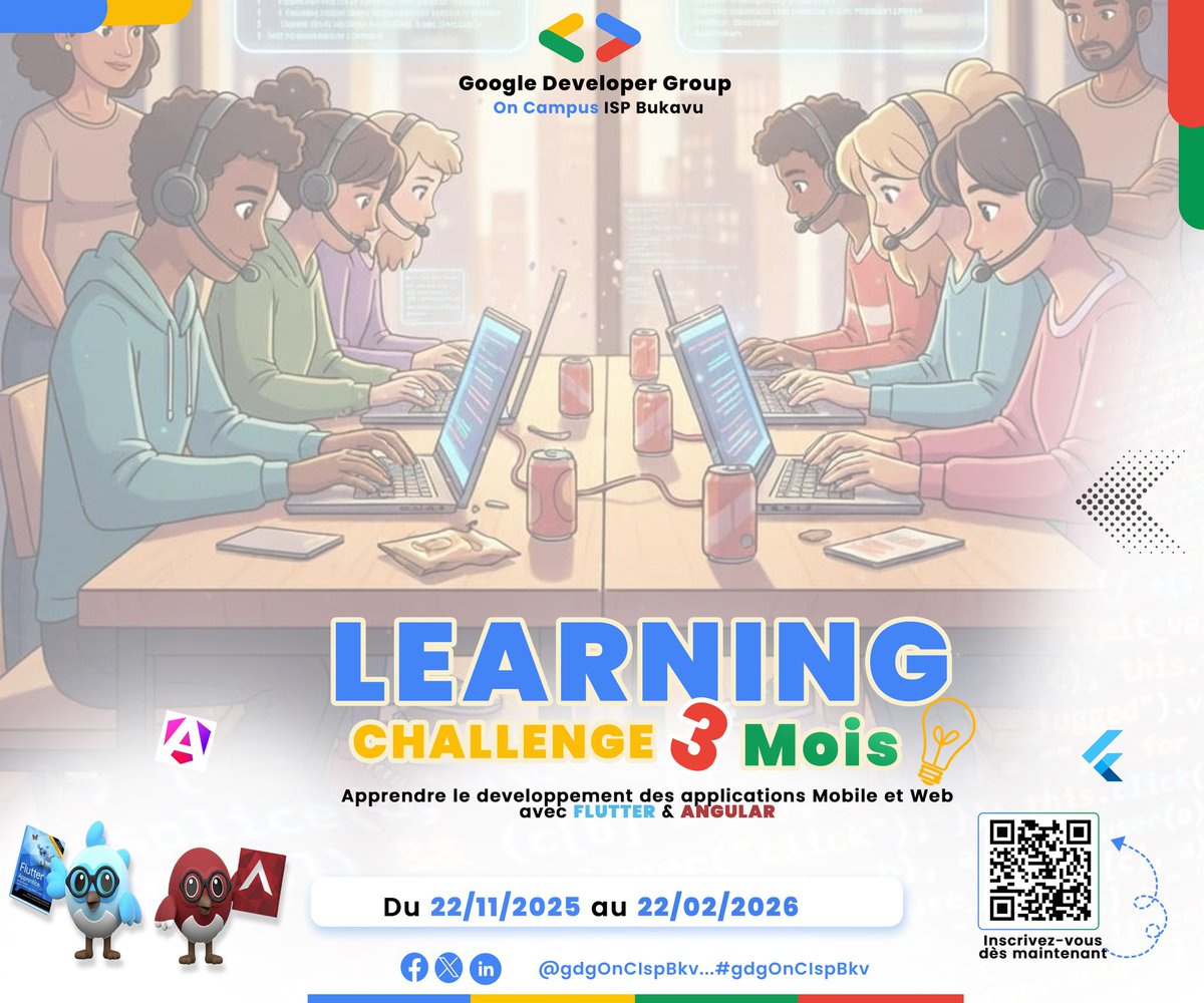 CallisteM92422's tweet photo. 🚀 C'EST OFFICIEL : LANCEMENT OFFICIEL DU LEARNING CHALLENGE #GDG_On_Campus 
​Ne manquez pas cette opportunité unique ; ce n'est que la première partie de l'aventure !
​INSCRIPTION OBLIGATOIRE MAINTENANT :
https://t.co/F6qZEUqVfj

@GdgocIspBkv 
@GdgKivu https://t.co/GKy57RhEBF
