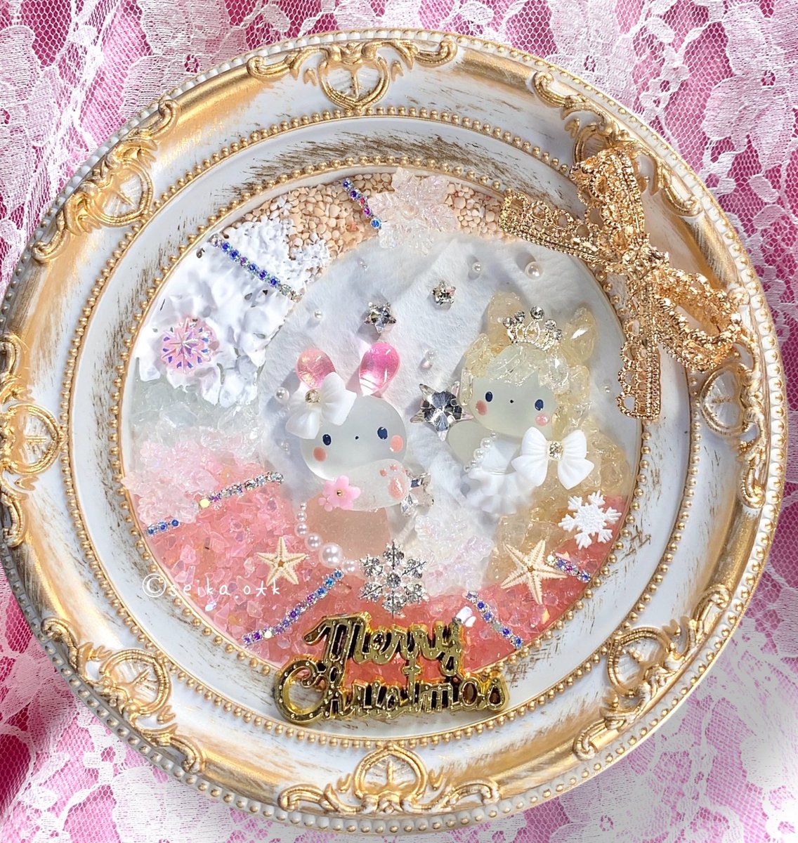 海のお月様シリーズ🌙 ウミウシ姫とうさちゃんと🎄✨ #シーグラスアート