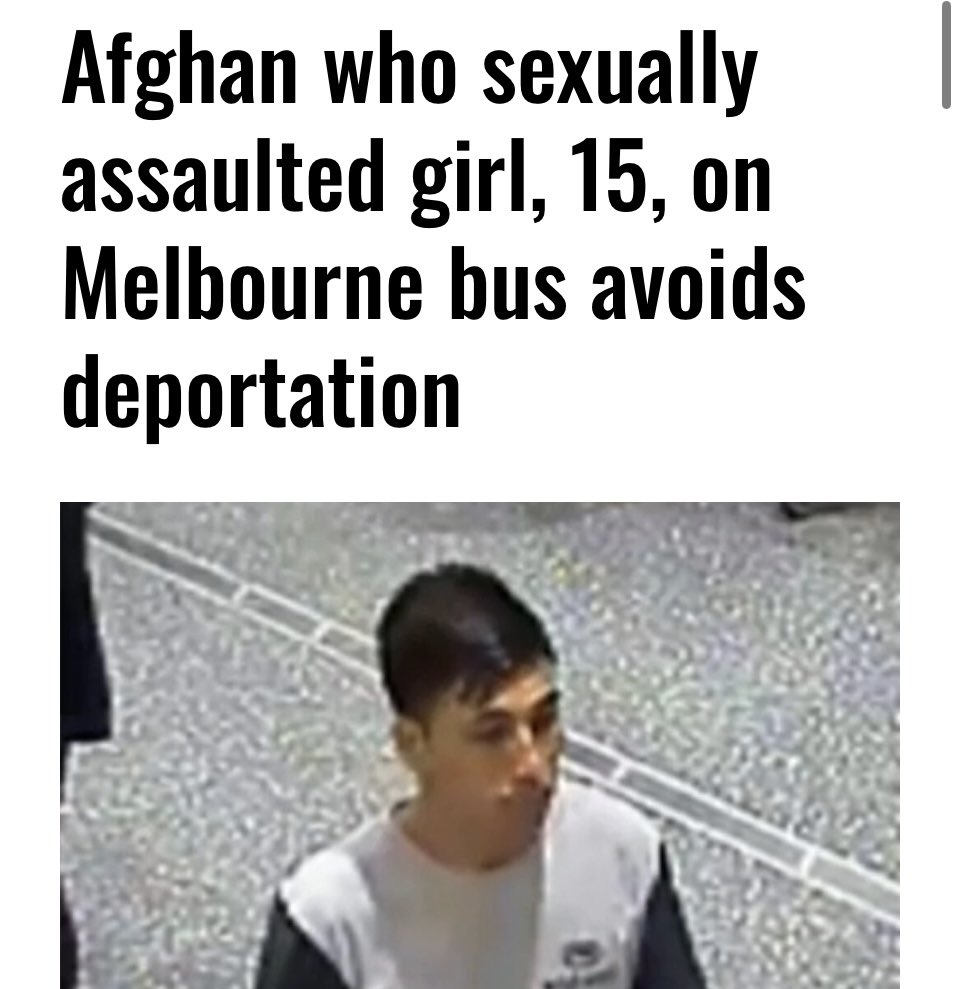 Afghan immigrant sexually assaulted a 15 year old girl.

Mohammad Mohammadi, 28, had his visa cancelled on character grounds in August, but a tribunal restored it last week.

SEND THEM BACK ✈️ 

Stop sacrificing our girls &amp; women to Muslim men &amp; 3rd world immigrants 😡